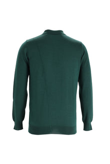 Koyu Yeşil Polo Yaka Regular Fit Triko Kazak
