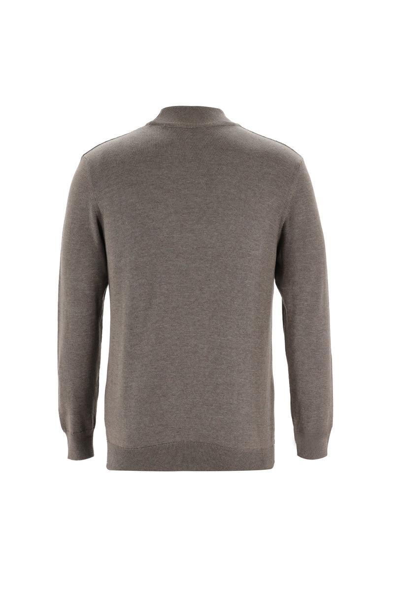 Açık Kahve  Yarım Balıkçı Yaka Regular Fit Desenli Triko Kazak