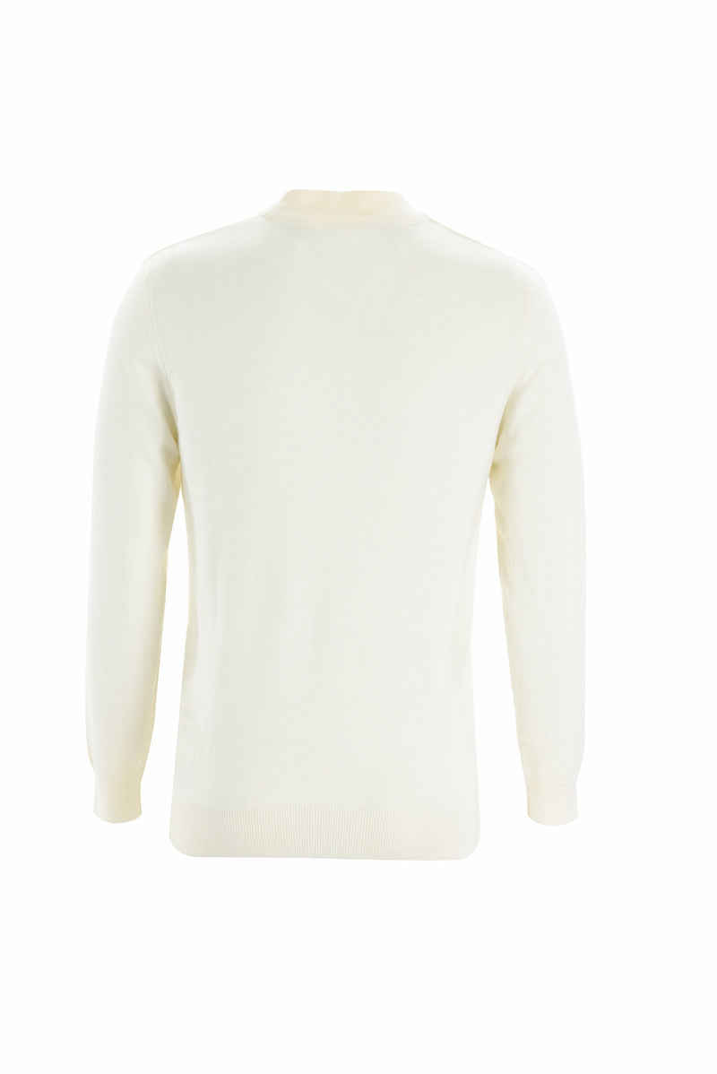 Ekru Yarım Balıkçı Yaka Regular Fit Desenli Triko Kazak