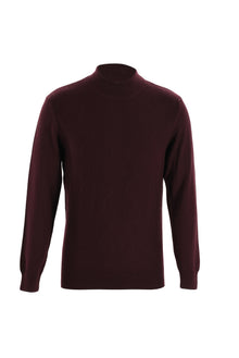 Koyu Bordo Yarım Balıkçı Yaka Regular Fit Desenli Triko Kazak