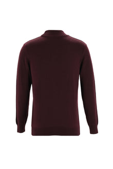 Koyu Bordo Yarım Balıkçı Yaka Regular Fit Desenli Triko Kazak