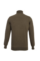 Orta Haki Balıkçı Yaka Slim Fit Dar Kesim Triko Kazak