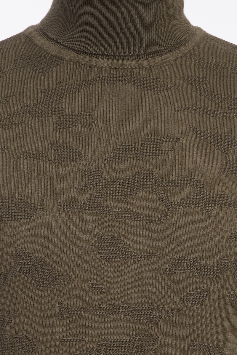 Orta Haki Balıkçı Yaka Slim Fit Dar Kesim Triko Kazak