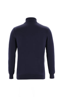 Orta Lacivert Balıkçı Yaka Slim Fit Dar Kesim Triko Kazak