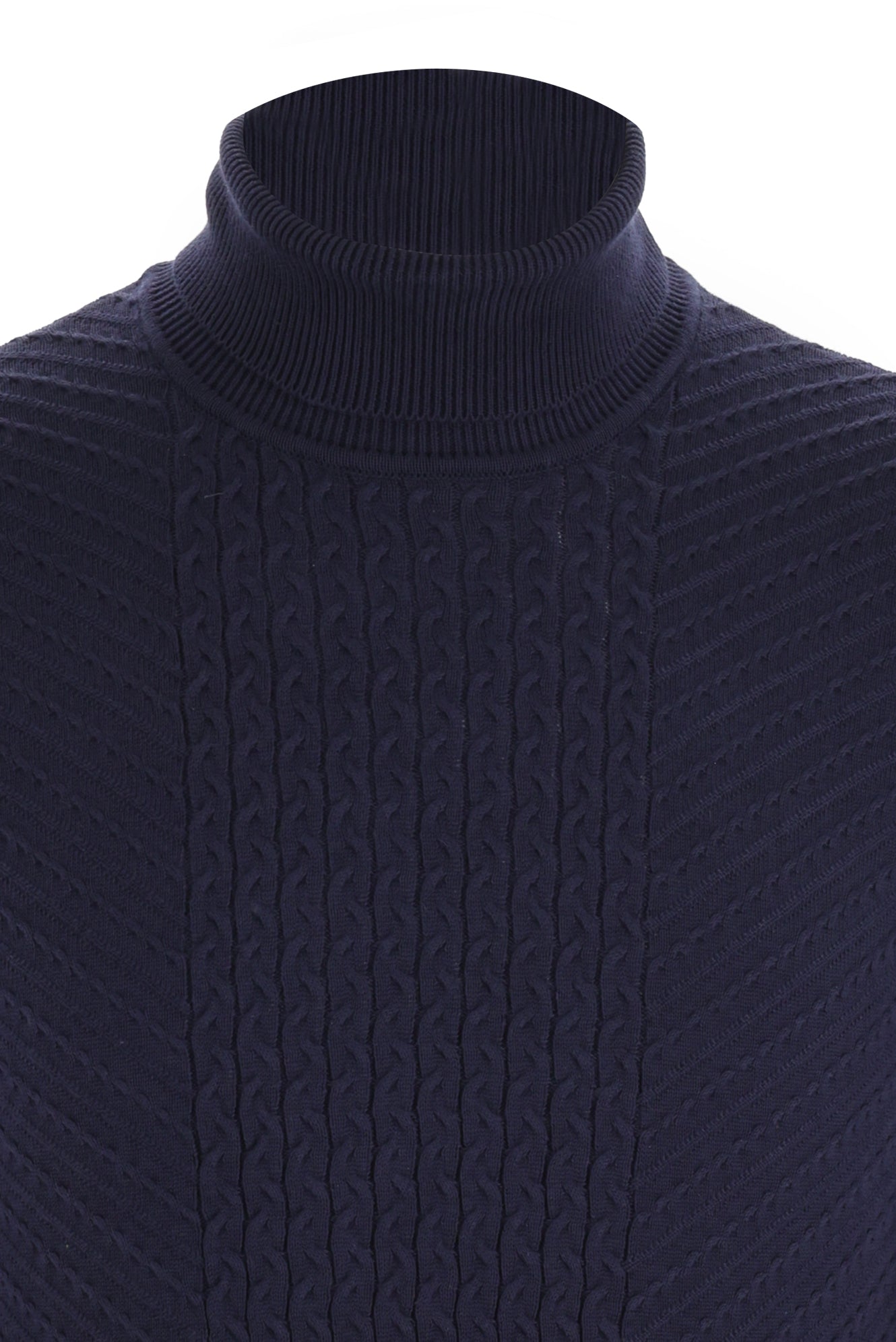 Orta Lacivert Balıkçı Yaka Slim Fit Dar Kesim Triko Kazak