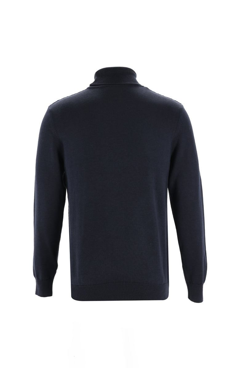 Koyu Lacivert Balıkçı Yaka Slim Fit Dar Kesim Triko Kazak