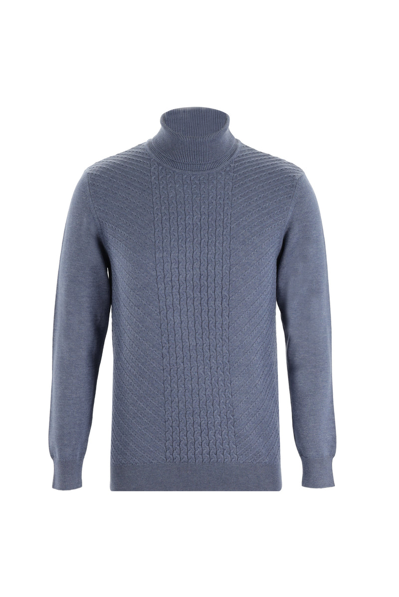 İndigo Balıkçı Yaka Slim Fit Dar Kesim Triko Kazak