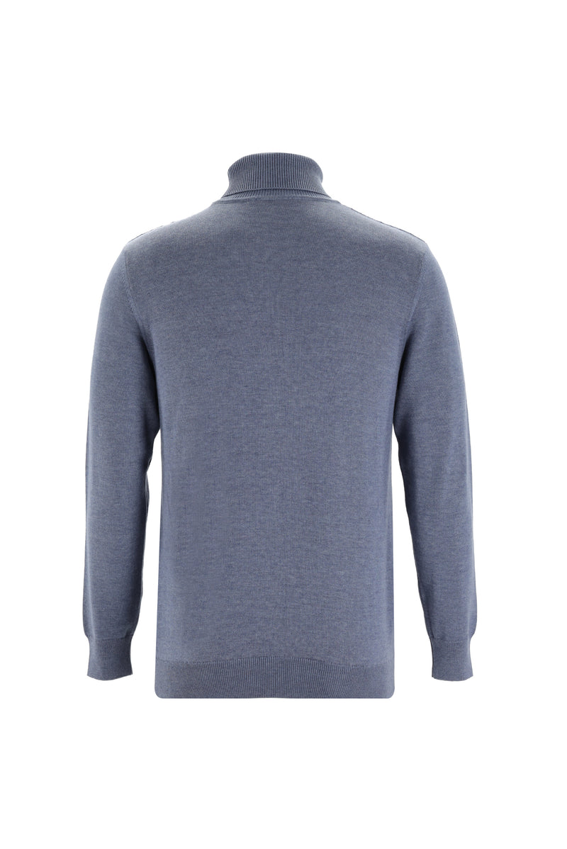 İndigo Balıkçı Yaka Slim Fit Dar Kesim Triko Kazak