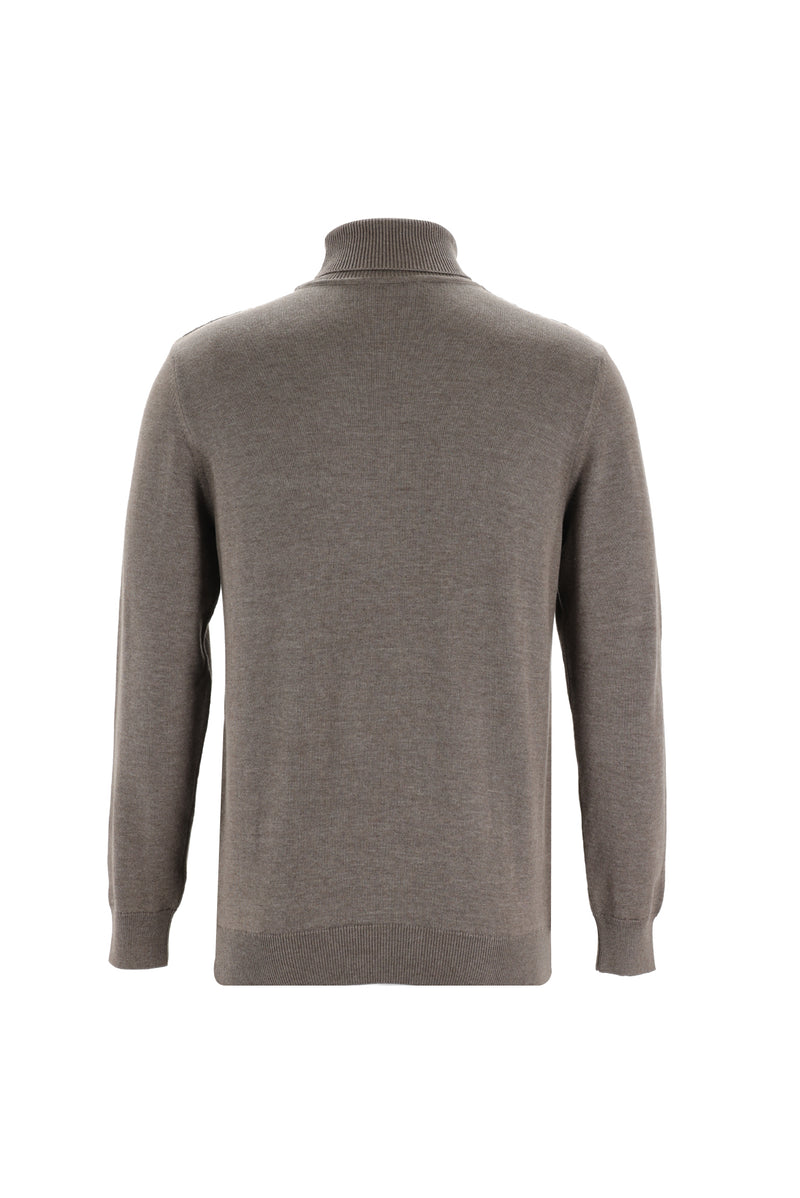 Açık Kahve  Balıkçı Yaka Slim Fit Dar Kesim Triko Kazak