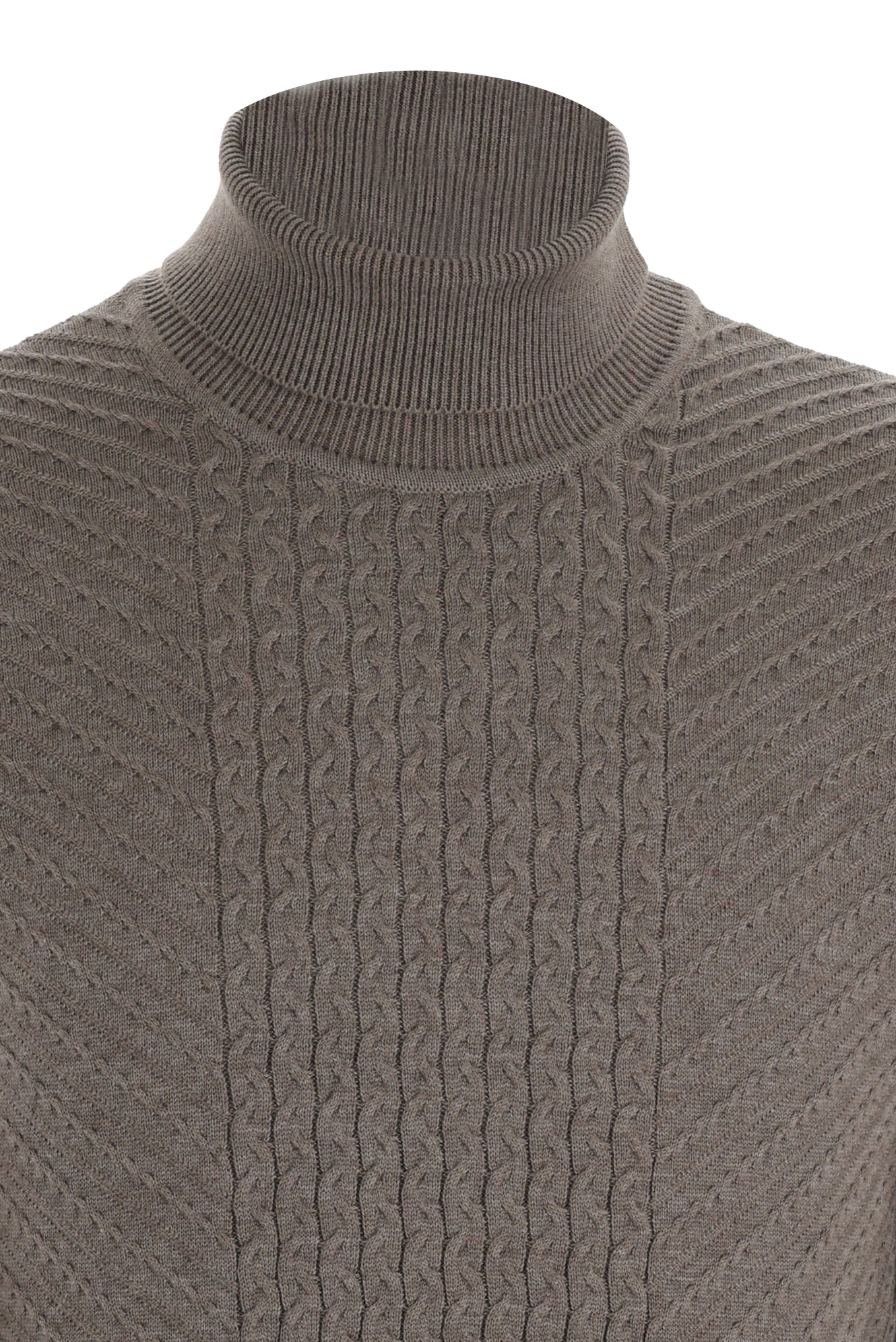 Açık Kahve  Balıkçı Yaka Slim Fit Dar Kesim Triko Kazak