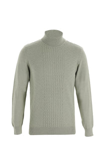 Açık Bej Balıkçı Yaka Slim Fit Dar Kesim Triko Kazak