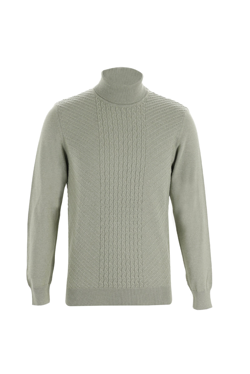 Açık Bej Balıkçı Yaka Slim Fit Dar Kesim Triko Kazak