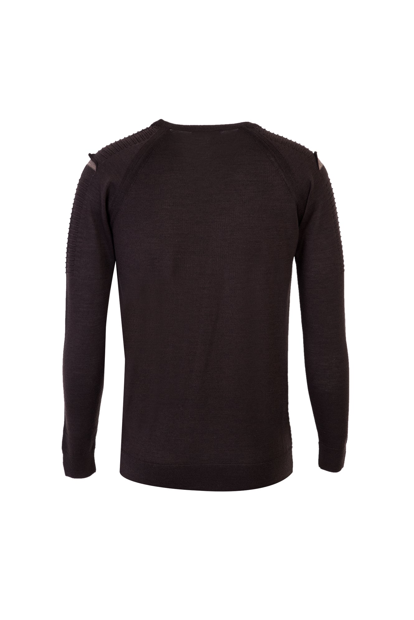 Açık Kahve  Bisiklet Yaka Slim Fit Dar Kesim Yünlü Desenli Triko Kazak