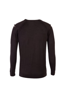 Açık Kahve  Bisiklet Yaka Slim Fit Dar Kesim Yünlü Desenli Triko Kazak