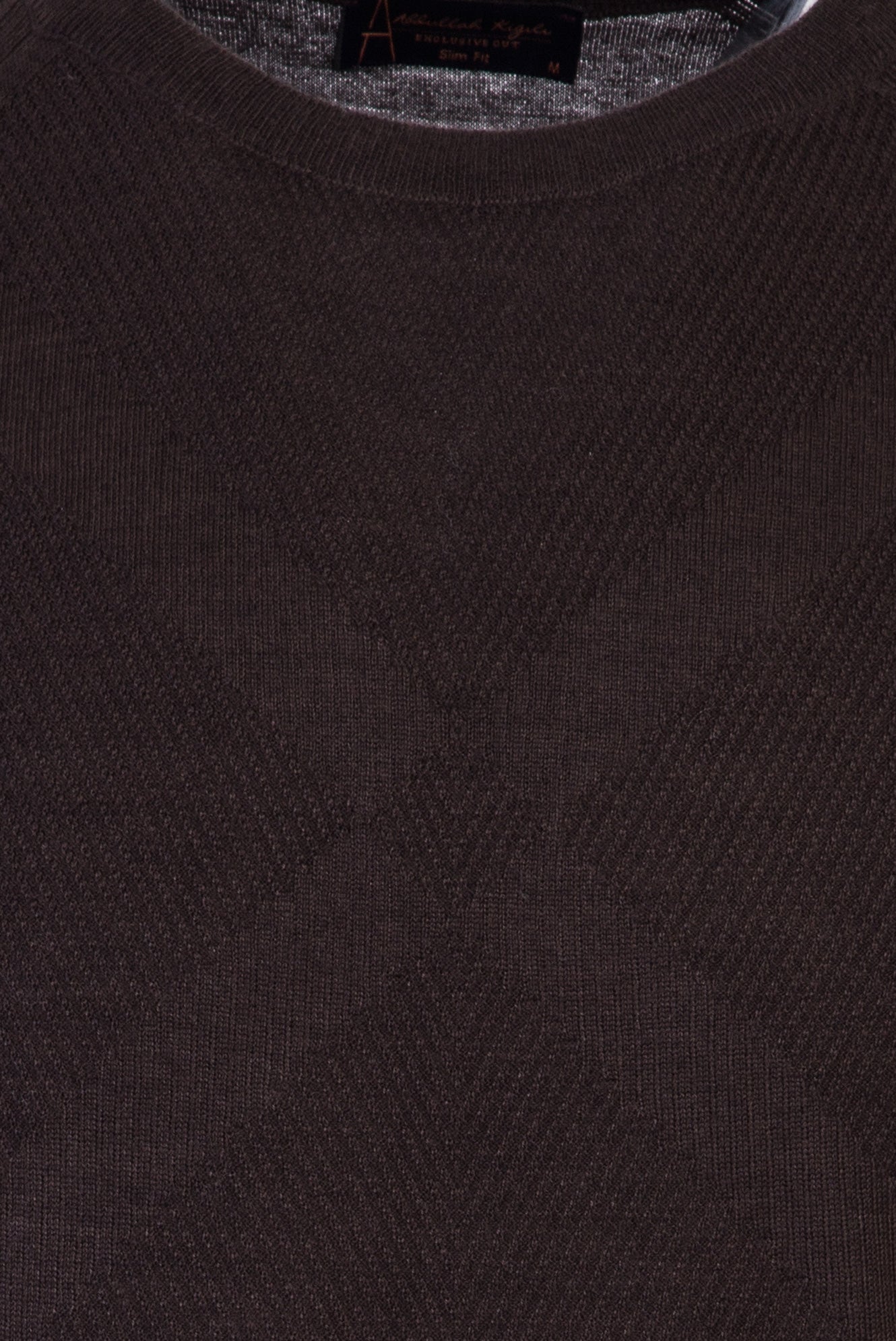 Açık Kahve  Bisiklet Yaka Slim Fit Dar Kesim Yünlü Desenli Triko Kazak