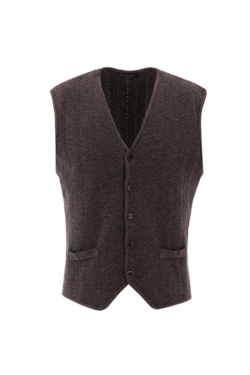 Koyu Kahve Regular Fit Spor Triko Pamuk Yelek