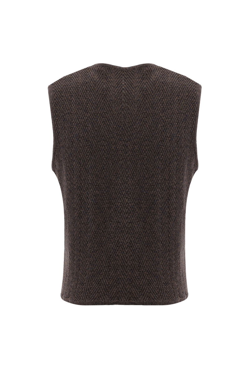 Koyu Kahve Regular Fit Spor Triko Pamuk Yelek