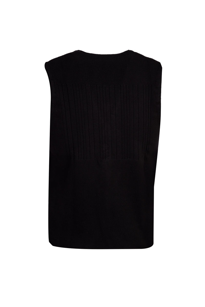 Siyah Slim Fit Dar Kesim Triko Yelek