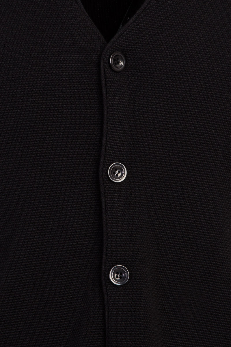 Siyah Slim Fit Dar Kesim Triko Yelek