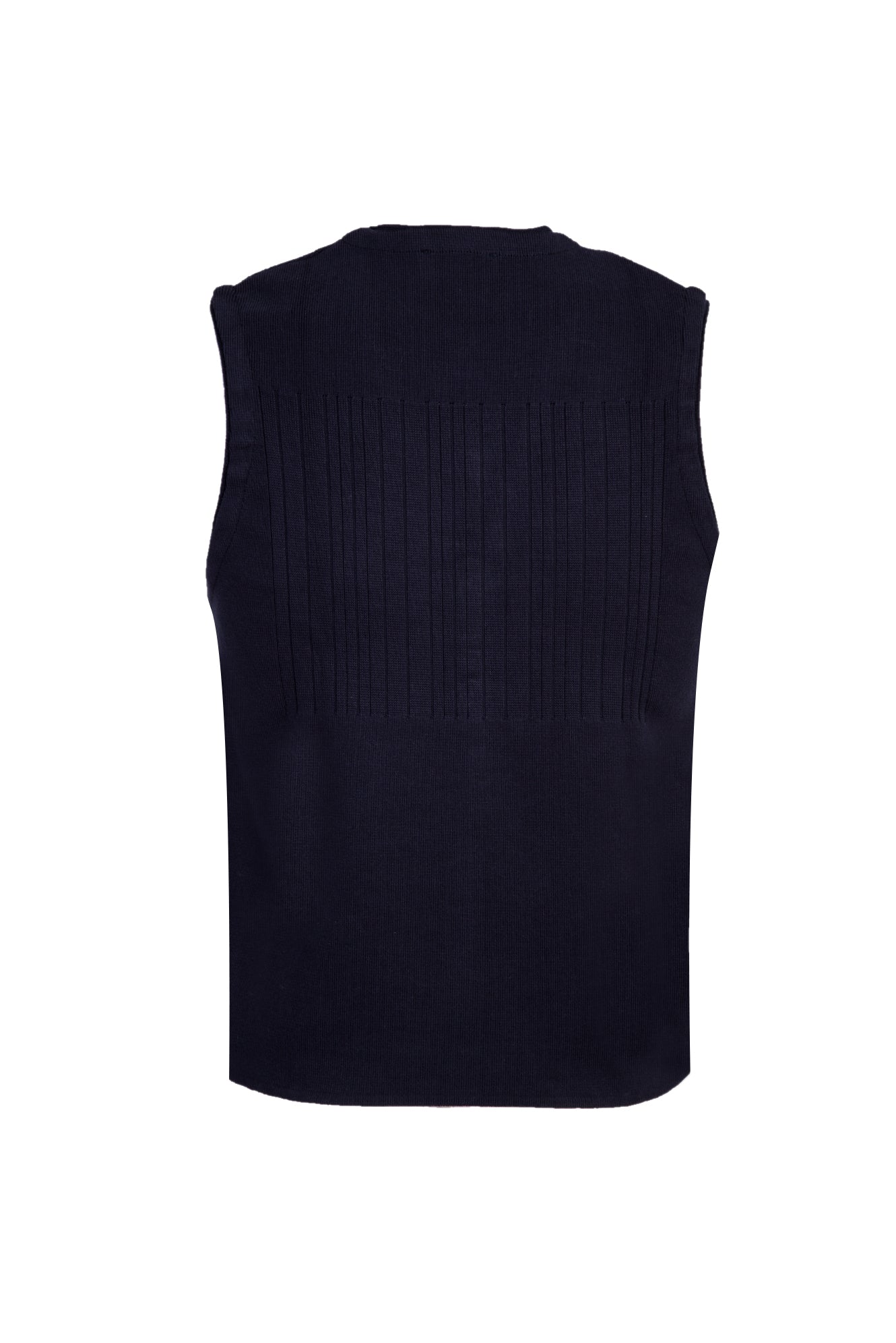 Orta Lacivert Slim Fit Dar Kesim Triko Yelek