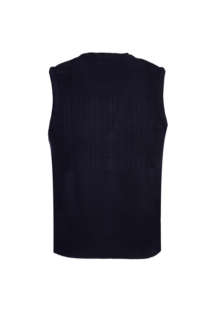 Orta Lacivert Slim Fit Dar Kesim Triko Yelek