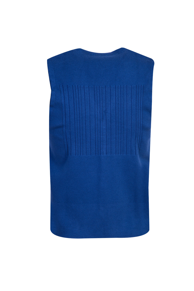 Kobalt Mavi Slim Fit Dar Kesim Triko Yelek