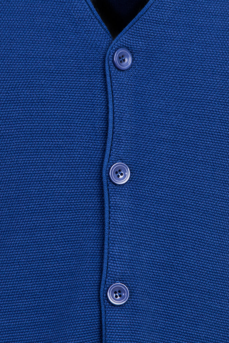 Kobalt Mavi Slim Fit Dar Kesim Triko Yelek