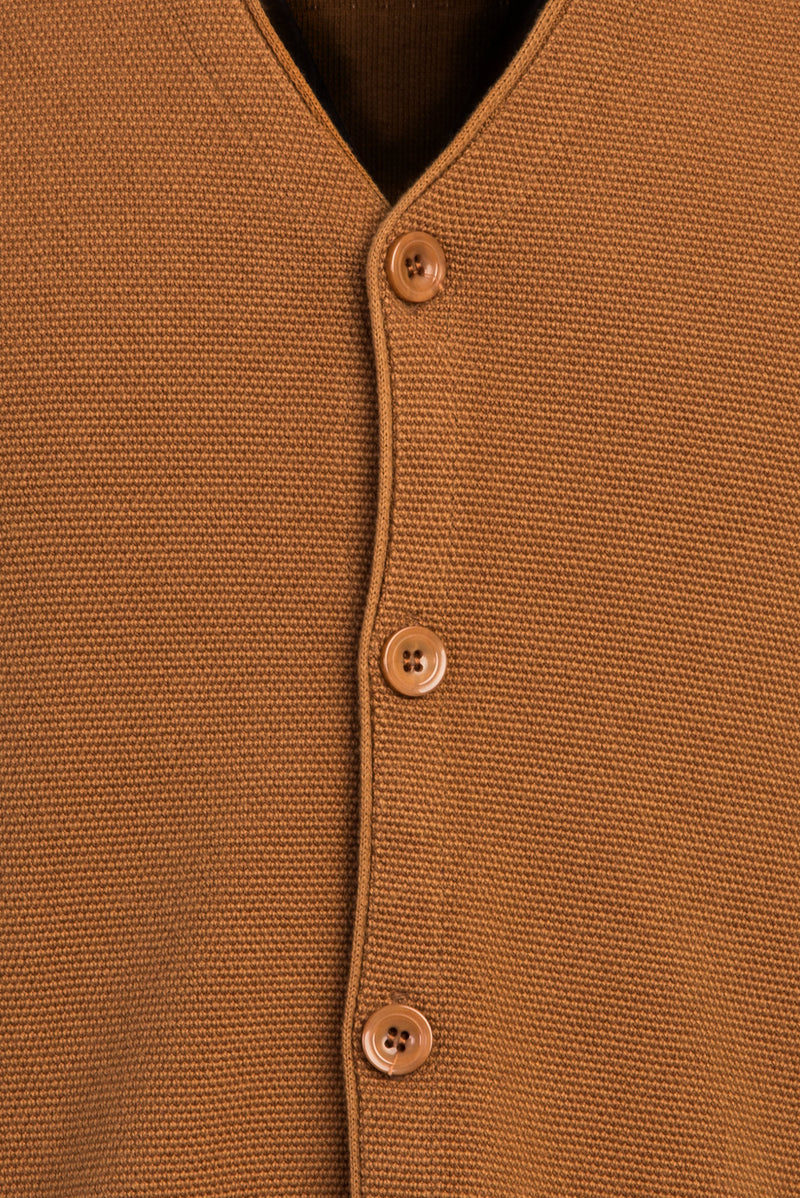 Camel Slim Fit Dar Kesim Triko Yelek