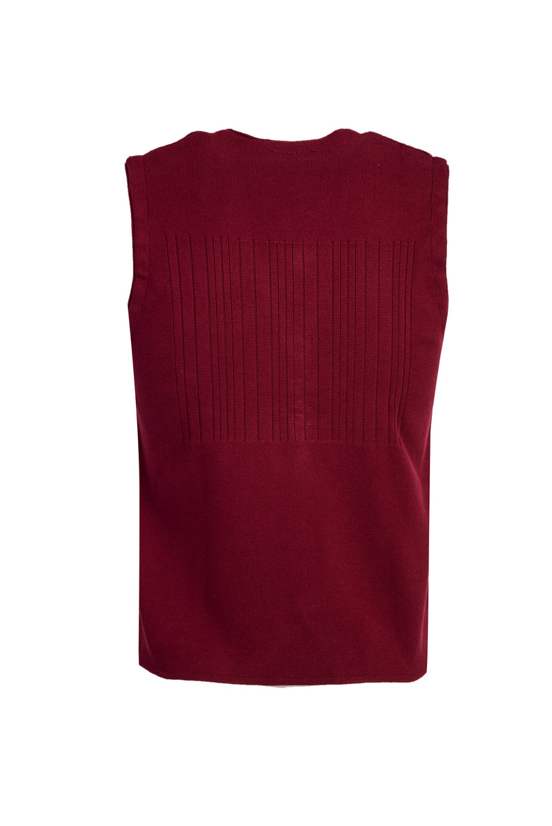 Şarap Bordo Slim Fit Dar Kesim Triko Yelek