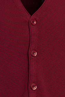 Şarap Bordo Slim Fit Dar Kesim Triko Yelek