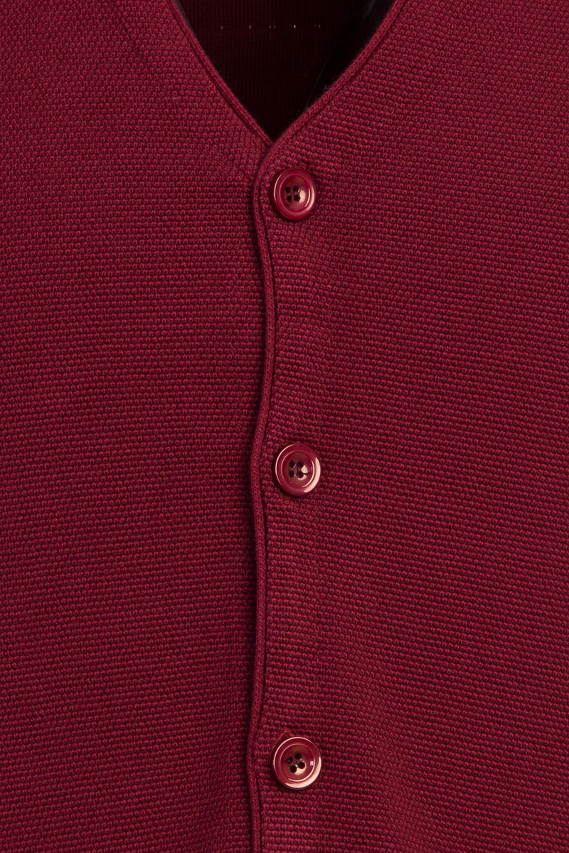 Şarap Bordo Slim Fit Dar Kesim Triko Yelek