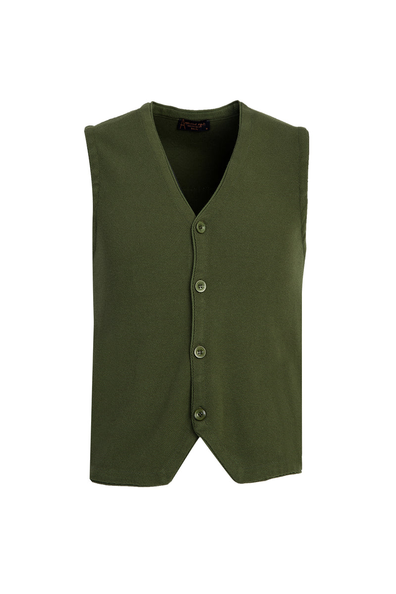 Yağ Yeşili-Olive Slim Fit Dar Kesim Triko Yelek