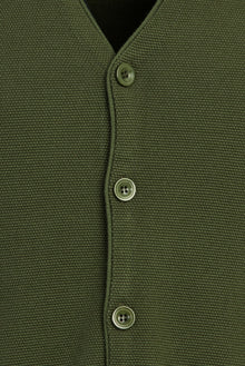 Yağ Yeşili-Olive Slim Fit Dar Kesim Triko Yelek