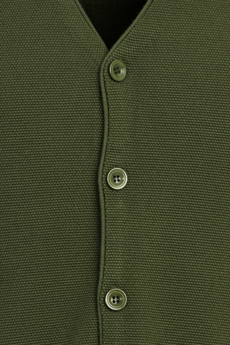 Yağ Yeşili-Olive Slim Fit Dar Kesim Triko Yelek