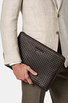 Koyu Kahve Desenli Deri Clutch El Çantas?-Abdullah Ki??l?
