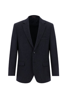 Orta Lacivert Slim Fit Dar Kesim Yünlü Klasik Ceket