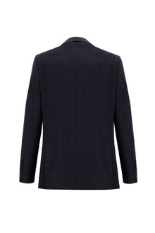 Orta Lacivert Slim Fit Dar Kesim Yünlü Klasik Ceket