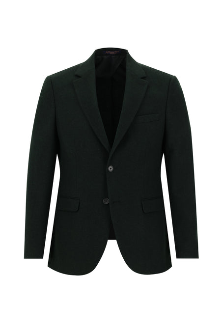 Koyu Yeşil Relaxed Fit Rahat Kesim Yünlü Klasik Ceket