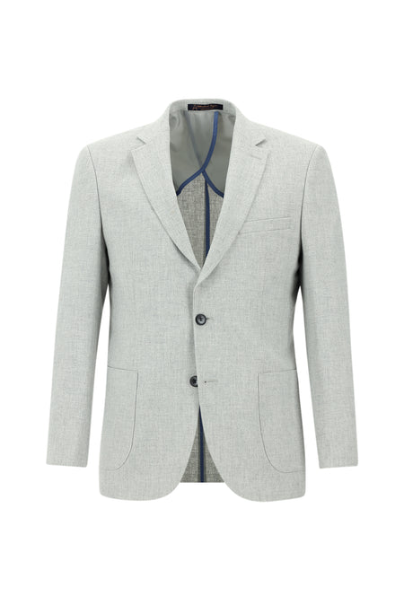 Açık Gri Slim Fit Dar Kesim Yünlü Ceket