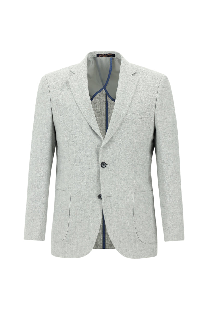 Açık Gri Slim Fit Dar Kesim Yünlü Ceket