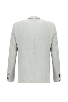 Açık Gri Slim Fit Dar Kesim Yünlü Ceket