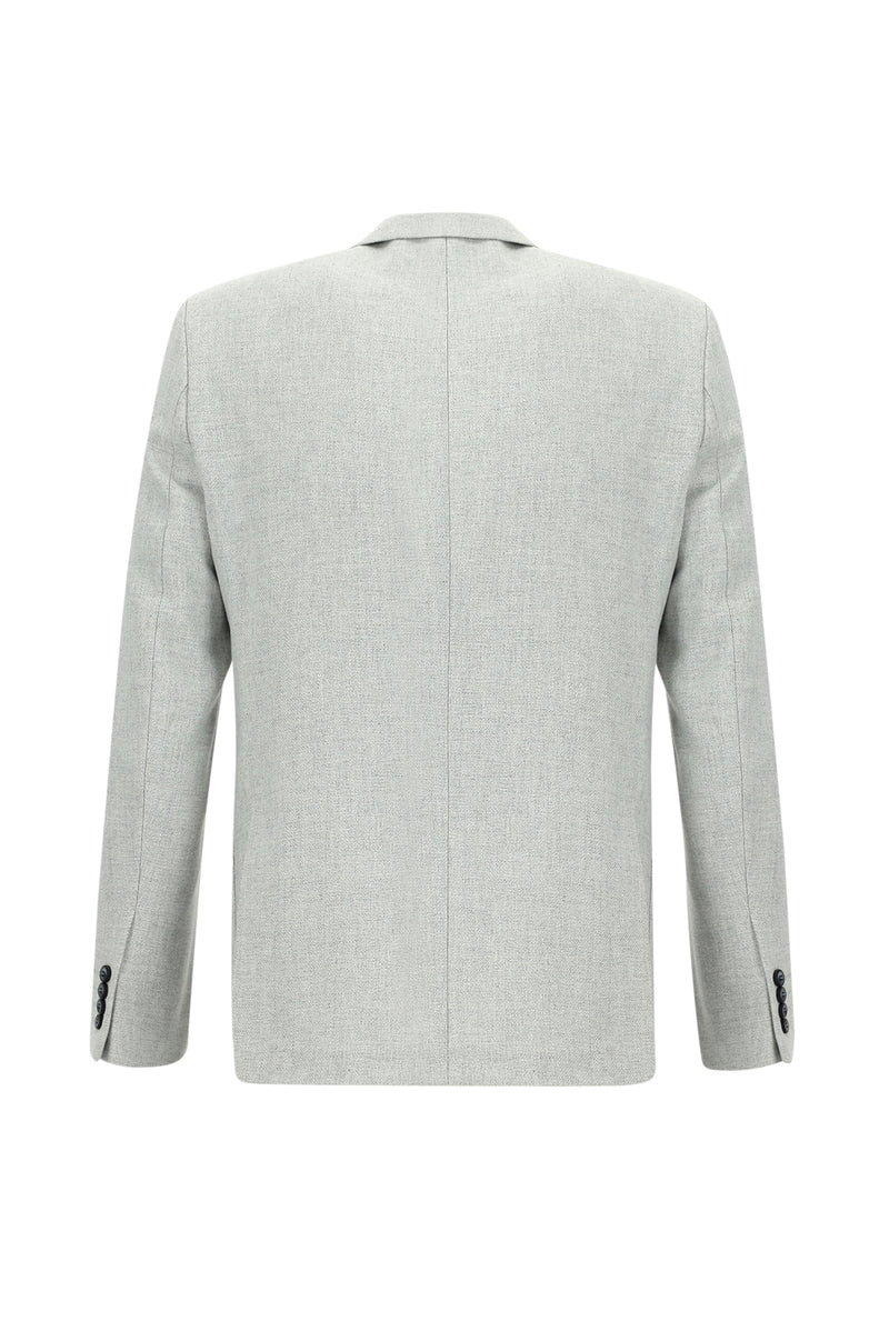 Açık Gri Slim Fit Dar Kesim Yünlü Ceket