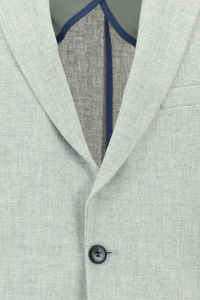 Açık Gri Slim Fit Dar Kesim Yünlü Ceket