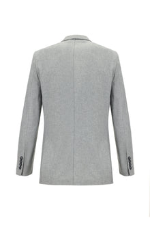 Orta Gri Slim Fit Dar Kesim Yünlü Ceket