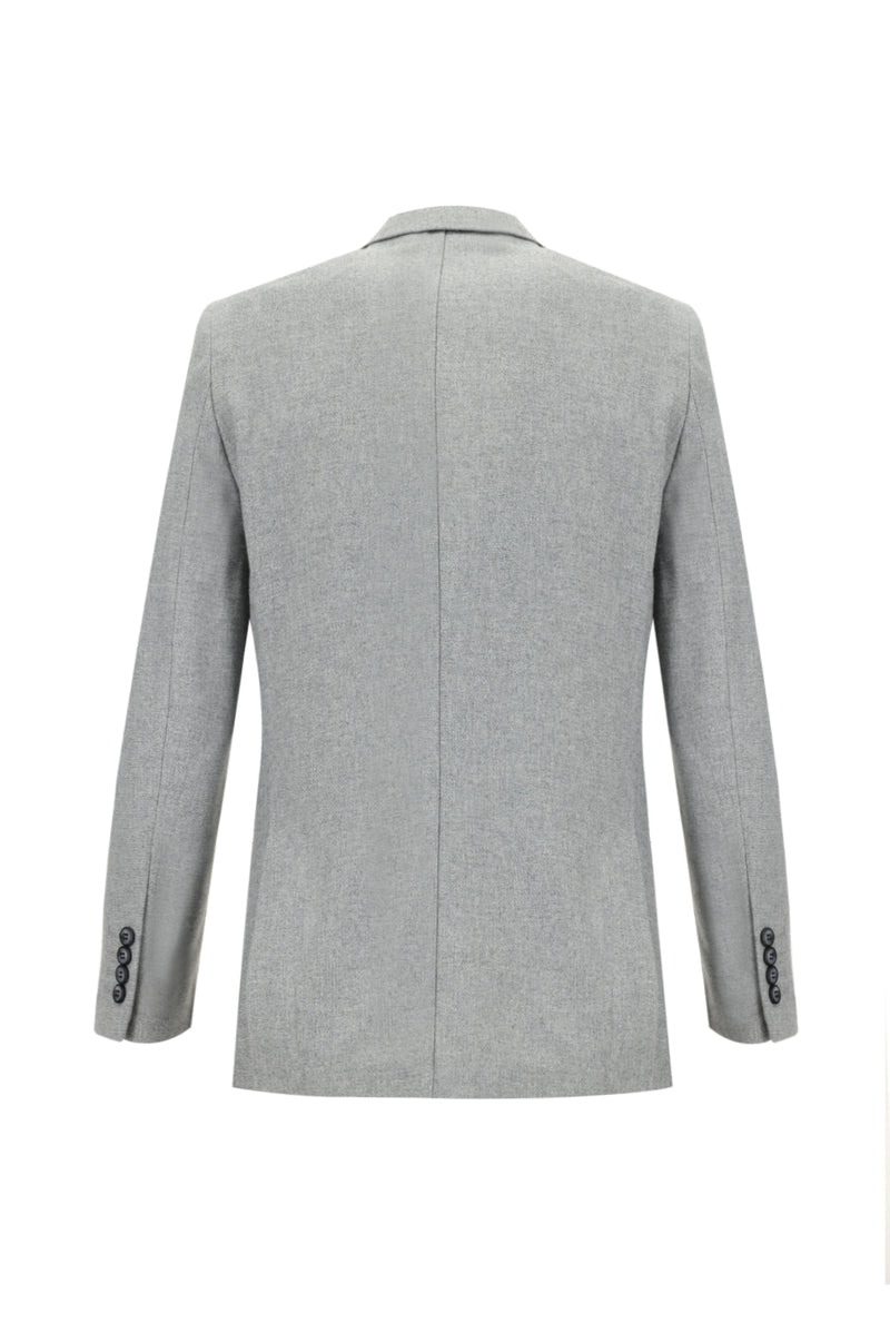 Orta Gri Slim Fit Dar Kesim Yünlü Ceket