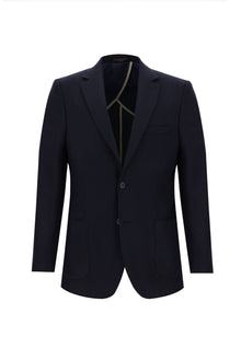 Koyu Lacivert Slim Fit Dar Kesim Yünlü Ceket