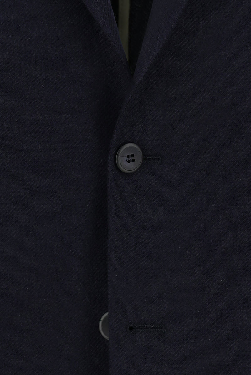 Koyu Lacivert Slim Fit Dar Kesim Yünlü Ceket