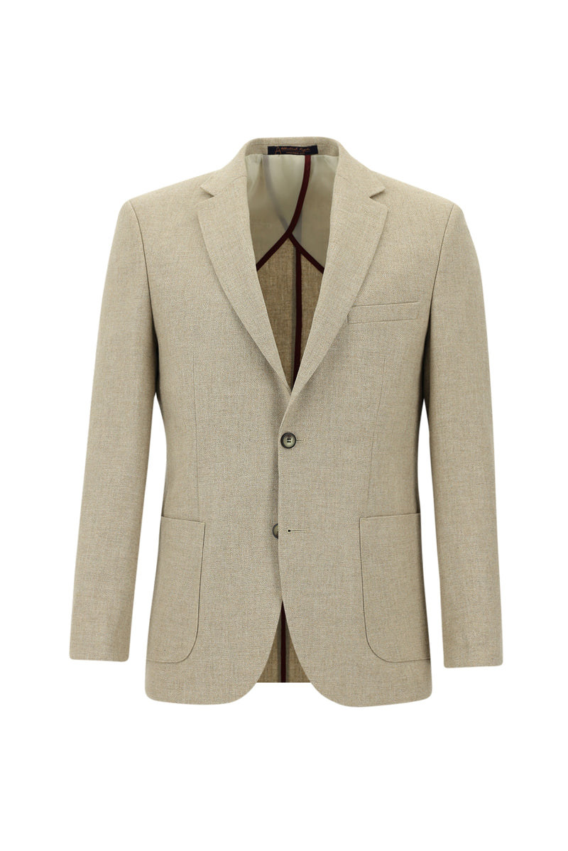 Orta Bej Relaxed Fit Rahat Kesim Yünlü Ceket