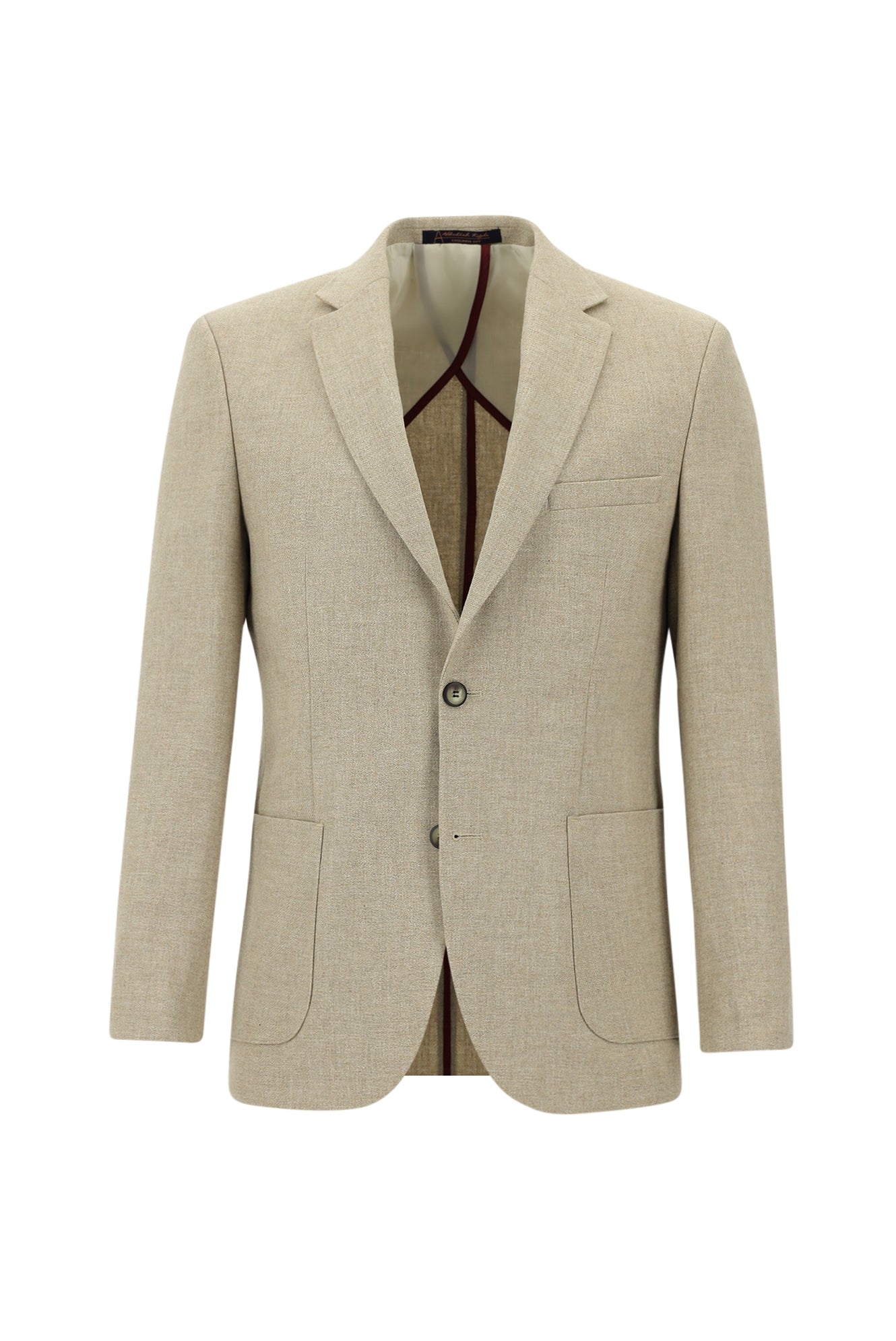 Orta Bej Slim Fit Dar Kesim Yünlü Ceket