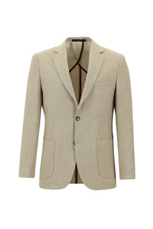 Orta Bej 7 Drop Slim Fit Dar Kesim Yünlü Ceket-Abdullah Ki??l?